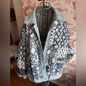 Reversible cotton and denim quilted jacket